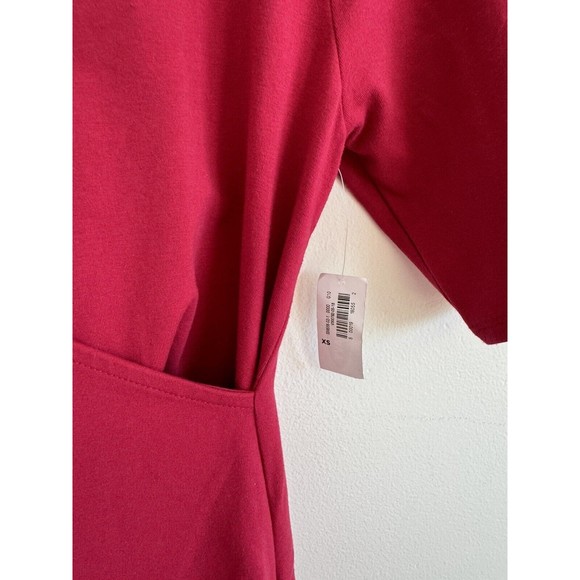 NWT Old Navy Maternity Fitted Faux Wrap Bodycon Dress Red Ruched Stretch - Picture 5 of 9